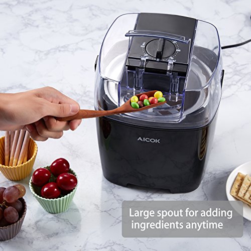 Aicok Eiscrememaschine Eismaschine, Joghurt und Sorbet Frieren Maschine, 1.5L mit Timer Funktion, Schwarze - 4