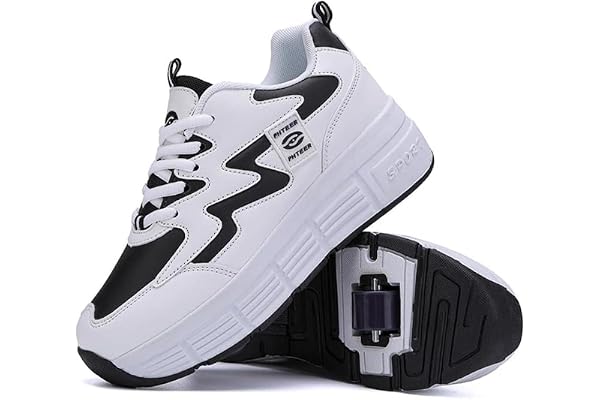 XRDSHY Chaussures De Skateboard Fille, Chaussures À roulettes, Patins À Roulettes1 Roues Respirant pour Unisexe, Enfants Retractable Basket a Roulette De Garçon Fille,Black-35