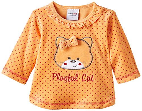 Julius Hüpeden Baby Girls "Cute" aus Velours mit Rüschen am Kragen Frills Jumper, Multicoloured (57/orange 151247), 12-18 Months (Manufacturer size 86)