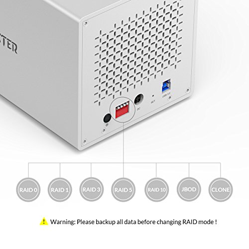 Yottamaster Aluminum Alloy 4 Bay 3.5 Inch USB3.0 RAID External HDD Enclosure SATA3.0 Support 4 x 10TB & UASP -Silver