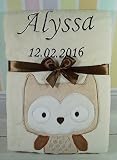 Babydecke mit Namen und Datum bestickt Schmusedecke Geschenk Taufe Geburt - 6