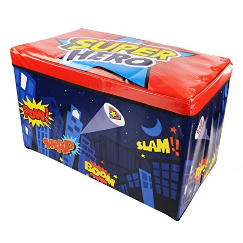 Kids Childrens Large Storage Toy Box Boys Girls Books Chest Clothes Seat Stool Shopmonk (Super Hero)