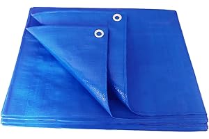 ANSIO Tarpaulin 3m x 4m Water-resistant Tarp Large Camping Cover Sheet – Multipurpose Groundsheet with UV Protection, Weatherproof & Frost-Resistant – Reinforced Eyelets - Blue