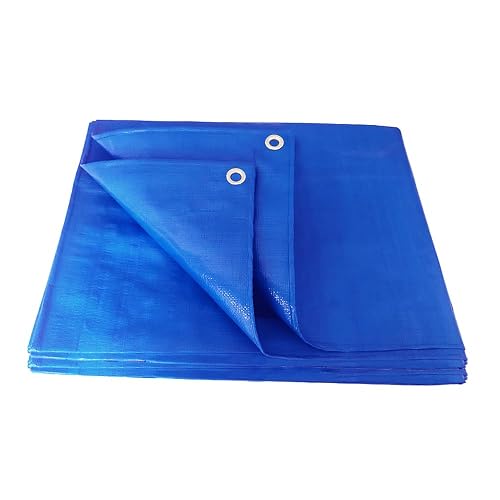 ANSIO Tarpaulin 3m x 4m Water-resistant Tarp with Reinforced Eyelets - Blue | Multipurpose Groundsheet, Cover for Camping, Garden, Storage, DIY Projects with UV Protection, Weatherproof & Frost-Resistant