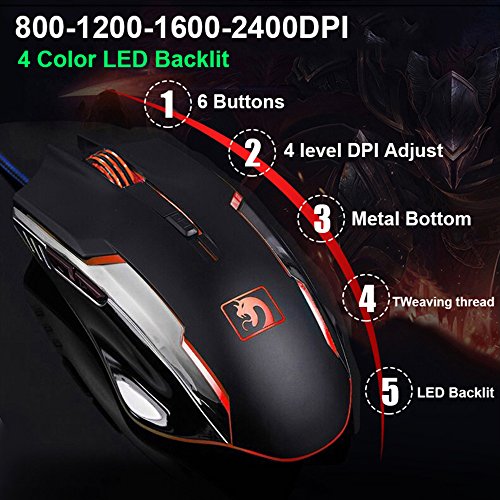 Juego De Teclado y Mouse UrChoiceLtd   Ajazz RGB Naranja LED Con Retroiluminaci  n Ergonomic USB Gaming Teclado Multimedia   2400DPI 6 Botones Rainbow Rainbow Gaming Mouse   PC Libre Mouse Pad