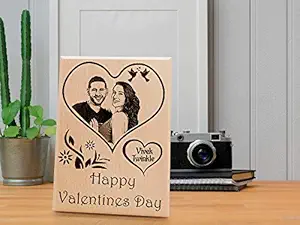 Incredible Gifts India Be My Valentine- Personalised Engraved Plaque Love Gifts for Girlfriend (5x4 inches, Wood, Beige)