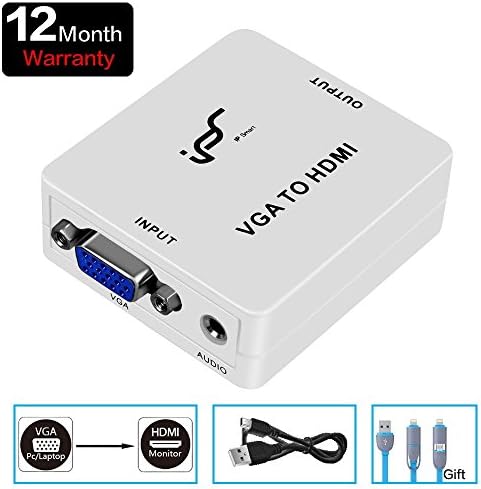 VGA to HDMI Video Converter with Audio Female to Female Video Adapter Support 1080P Excellent Image HDCP Pass-through for CRT/LED Monitor, HDTV, PS3, XBOX360, Projector etc.