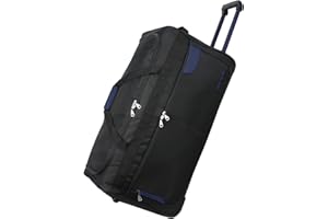 ROCKLANDS LONDON Rocklands® Lightweight Luggage Rolling Holdall Suitcase Wheeled Duffle Bag Cargo Travel Bag RL501 (Navy/Black, XX Large - 40" (H104 x L48 x W45 cm))