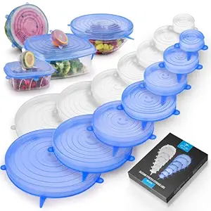 Ionix Kitchen Accessories Items, Kitchen Accessories Items for Home, Kitchen Accessories Items Box, Microwave Safe Silicone Stretch Lids reuseable, Round, Square Bowls, Dishes, Plates, Cans, Jars