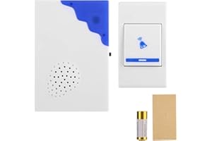 ELPRICO Bezprzewodowy Dzwonek, Bezprzewodowy Dzwonek 20M, łatwy w Instalacji Dzwonek Bezprzewodowy do Domowego Biura Bezpieczeństwa