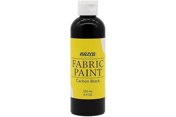 Nazca Colors Peinture Textile Noire 250ml - Peinture Acrylique Permanent pour Tissu et Cuir idéal pour peindre Vêtements, T-shirts, Chaussures, Jeans, Sacs, Basket - Grand Pouvoir Couvrant