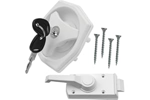 CR-MOESANCO® Cerradura Puerta Caravana o Autocaravana con Cilindro y Dos Llaves (Blanco)