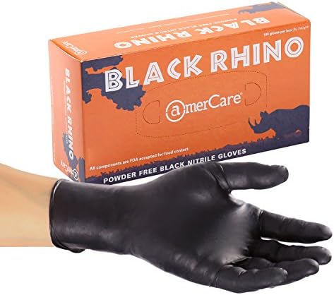 AmerCare Black Rhino Powder Free Nitrile Gloves, Small, Case of 1000