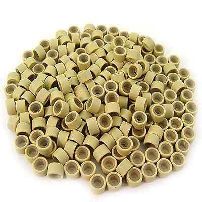 E-TING Hair Extension Accessories 200 PCS 5mm Blonde Color Silicone Lined Micro Rings Links Beads Linkies For I bonded Tipped Hair Extensions