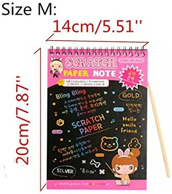 Rainbow Paper Scratch Off Colour Sketchbook Art Crafts Kids Drawing notebook pad (2 Packs, Pink)