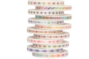 Yubbaex Skinny Washi Tape Set de Cintas Decorativas para Manualidades, Manualidades, revistas de Bala, planificadores, álbumes de Recortes, Envoltura Degradado Delgado 12 Rollos