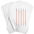 50 Sheets Carbon Paper Graphite Paper White Carbon Transfer (8.5 x 11.5 inch) Tracing Papers with 5 PCS Embossing Styluses Dotting Tools for Wood Paper Canvas Craft