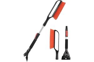 Rantizon 3 in 1 Extendable Ice Scraper New Version Adjustable Size 360° Pivoting 32" Detachable Scratch-Free Snow Removal Tool Sturdy Snow Brush with Ergonomic Foam Grip Snow Scraper for Car SUV