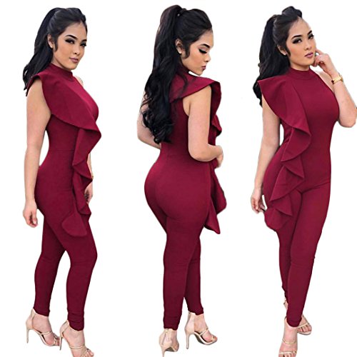 Women's Sexy Club Cocktail Sleeveless Solid Jumpsuits Bodycon Pencil Romper Pants For Evening Business Office