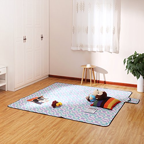 Songmics 200 x 200 cm XXL Picknickdecke Fleece wärmeisoliert wasserdicht mit Tragegriff GCM73P - 2