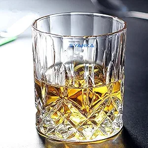 Syanka Imperial Design Old Fashioned Whiskey Glass Set of 2 (Barware for Scotch, Bourbon, Liquor and Cocktail Drinks, 320 ML)