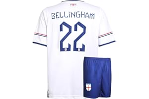 KINGDO Camiseta de Fútbol - Traje - Inglaterra Bellingham - Niños y adultos