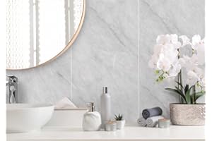Proclad Aquaclad Light Grey Marble (Matt) PVC Wall Panels - Waterproof for Home and Bathroom Cladding Panels 2.6m x 250x8mm with Tongue and Groove Fit - Perfect Bathroom Cladding
