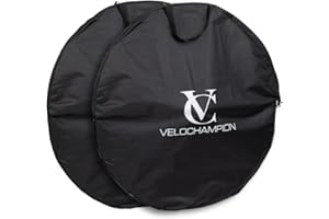 VeloChampion Borsa Porta Ruota Bici Impermeabile | Mountain bike, bici da corsa o gravel | 650b, 700c, custodia da viaggio per il trasporto di ruote da 26", 27,5" e 29" (Nero, 81cm (MTB) x2)