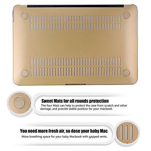 tinxi® Zweiteilige Matte Gummierte Harte Schutzhülle für Apple Macbook Air 13,3 Zoll Hülle Cover Schale Schutz Hülle Tasche Etui Case Shell Hard Plastik transparent mattiert gold - 6