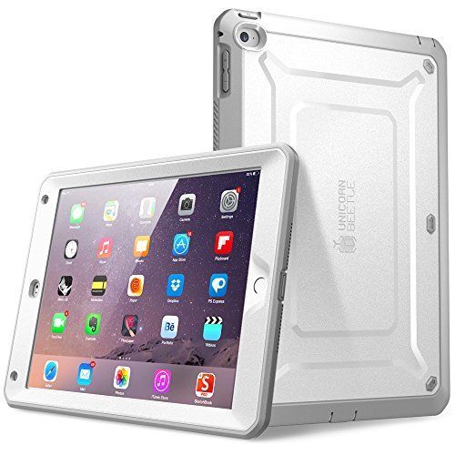 iPad Air 2 Hülle, SUPCASE® [Heavy Duty] Apple iPad Air 2 Schutzhülle [2. Generation] Modell 2014 [Unicorn Beetle PRO Series] Full-body Rugged Hybrid Protective Case Cover mit integriertem Bildschirmschütz, Blau/Schwarz - Dual Layer Design + Anti-Schock Schutzleisten (Weiß/Grau)