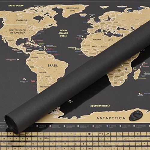 Perfect Travel Map - A Beautiful Black XXL Scratchable World Map - The Perfect Gift for any Traveller, Backpacker or Language Student - 87 x 54cm
