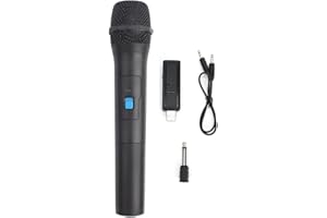 PUSOKEI Micrófono inalámbrico VHF, Altavoz de micrófono de Karaoke portátil Universal, más de 110 DB de micrófono inalámbrico para Interiores al Aire Libre con Receptor USB para Cantar, Karaoke, discu