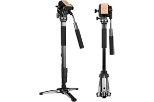 Koolehaoda Aluminiowy monopod do aparatu z płynną głowicą i składaną podstawą statywu do lustrzanki cyfrowej. wysokość 57-148 cm. Ładowność do 3kg