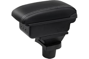 ‎YJYWZH YJYWZH für Opel Adam Armlehnen Mittelarmlehne mit Große Ablagefach und USB-Anschluss Autozubehör Konsole Armauflage weiß Stiche