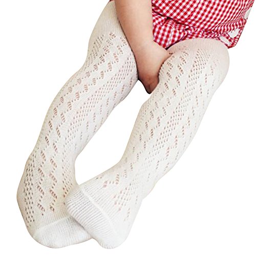hibote Ultrathin Baby Pantyhose Girls Combed Cotton Tights Summer Anti-mosquito White/1-2Y