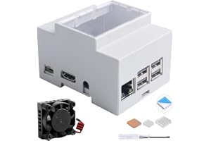 GeeekPi Fodral för Raspberry Pi 3B+/3B på DIN-skena – modulär låda för elektriska paneler, hallon Pi 3 fodral med fläkt, hall