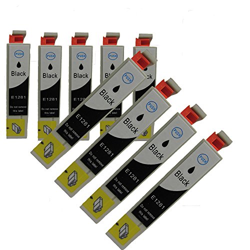 N.T.T.® 9x Stück XL Tintenpatronen kompatibel zu T1281 BK Black / Schwarz Epson Stylus SX125; SX130; SX235; SX235W; SX420W; SX425W, SX435W; SX440W; SX445W ; S22 ; BX305F; BX305FW; BX305FW Plus