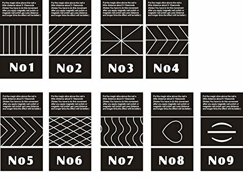 9 Piece/lots Cat Eyes 3D Magnet Stick 9 Styles Choose Magnet Drawing Vertical Stick for Nail Gel Polish 3D Magical Nail Tool (Metal)