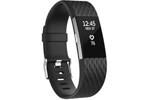 INF Bracelet de Remplacement Compatible avec Fitbit Charge 2, Bracelet Accessoire, Bracelet Interchangeable, Bracelet de Montre de Sport, Silicone, Noir, Grand