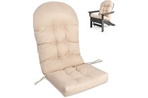 RELAX4LIFE Patio Chair Cushion for Adirondack, High Back Rocking Chair Cushion with Fixing Straps, Outdoor Garden Seat Back Chair Cushion (Beige)