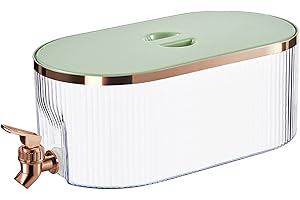 Cymwer 5.3L Fridge Beverage Dispenser with Faucet Transparent Iced Beverage Barrel Large Capacity Leakproof Kitchen Supplies