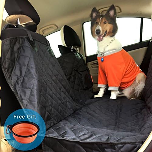 MoroTek Waterproof Dog Car Seat Cover, Cat Dog Car Hammock Protector Cover Anti-Scratch Dog Universal Size for Car / SUV / Comfortable Pet Car (Includes Free Bowl) Black