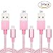 Produktbild Lightning Kabel Pasway iPhone Ladekabel 3 Pack (1M, 2M, 3M) Nylon Geflochtenes USB Kabel mit Lightning Connector für iPhone 6/6 Plus/6S, iPad Air 2, iPad Pro und mehr Roségold