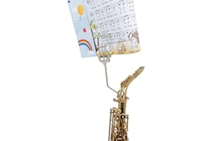 LKJYBG A-Alto saxofón Clip de Soporte de partitura de música portátil Tipo de Hierro Soporte Corto de música de Marcha para Viento Instrumento Musical de música de Viaje Plata