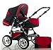 Brand New Combi Pram 2 in 1, Pram + Pushchair, Mattress, FREE ACCESSORIES in Colour Black-Red