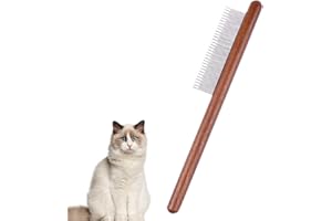 ERBO Hölzern Katzenkamm, Katzenbürste Langhaar Kurzhaar, Edelstahl Hundekamm, Flohkamm für Katzen, Geeignet für alle längen, Entfernt effektiv Verwicklungen, Matten und loses Haare