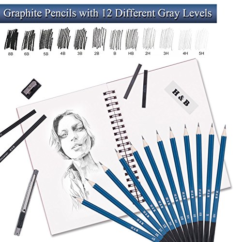 AGPTEK 34 Stück Skizzieren und Zeichnen Bleistifte Professionelle Kunst Set - 6