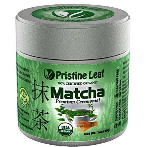 Pristine Leaf | Premium Ceremonial Grade | Organic Japanese Matcha Green Tea Powder | Uji Kyoto | JAS Organic | First Harvest | 0 Calories | Vegan | Fresh Vibrant Green Tea | ANTIOXIDANT Boost | 30g