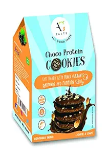 AG Taste Gluten Free Protein Cookies- Chocolate Blackcurrant Almond (150 g)-Pack of 6 individual wrapped cookies (25gx6). All Natural Ingredients, Sugar free, Workout Snacks & Meal replacement cookies