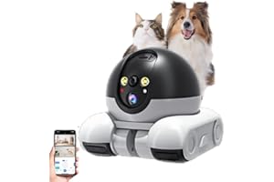 Tangxi Robot de Cámara de Mascotas, Cámara de Seguridad para el Hogar sobre Ruedas, Monitor Móvil de Doble Lente de Lente de 1080p, Control de Aplicaciones de Conversación y WiFi de 2